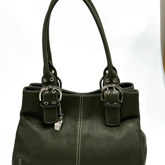 Tignanello Olive Leather Shoulder Bag - Picture 2 of 11